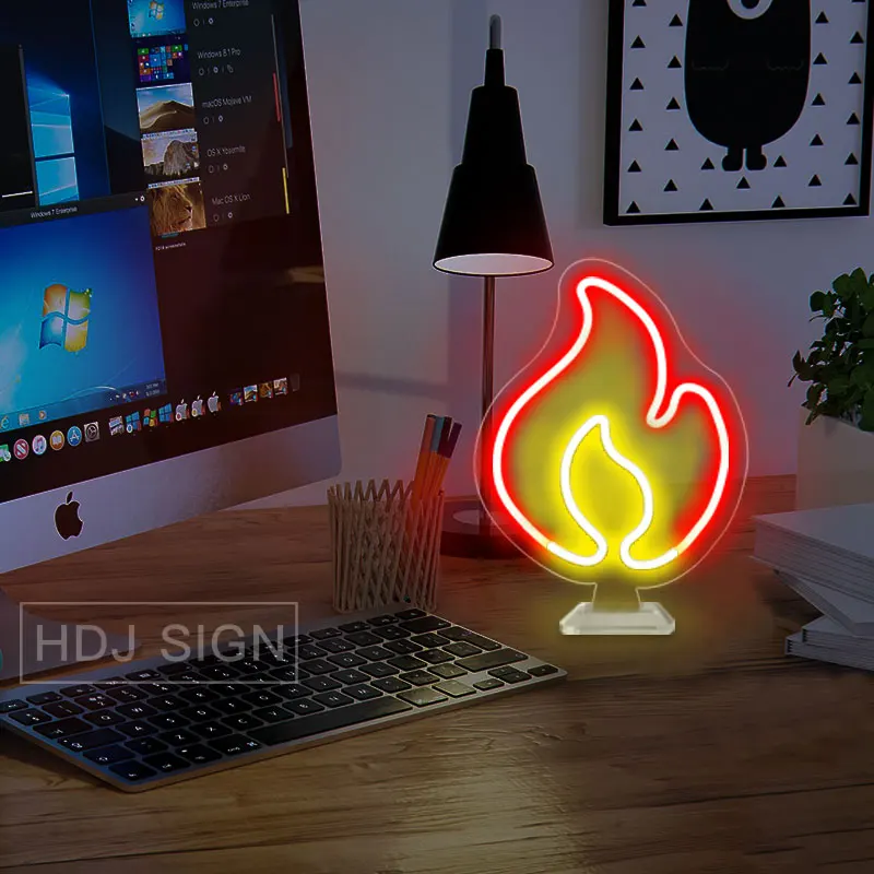 

Flames Neon Light Party Table Lamp LED Neon Sign for Bar Shop Party Wedding Decor Colorful Neon Lamp USB or Battery LED Lights