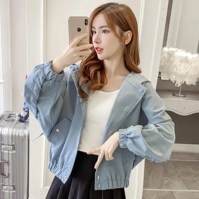 

Women 2022 Spring Autumn New Fashion Jackets Female Long Sleeve Casual Outwear Ladies Zipper Hooded Basic Coats Loose Jacket T62