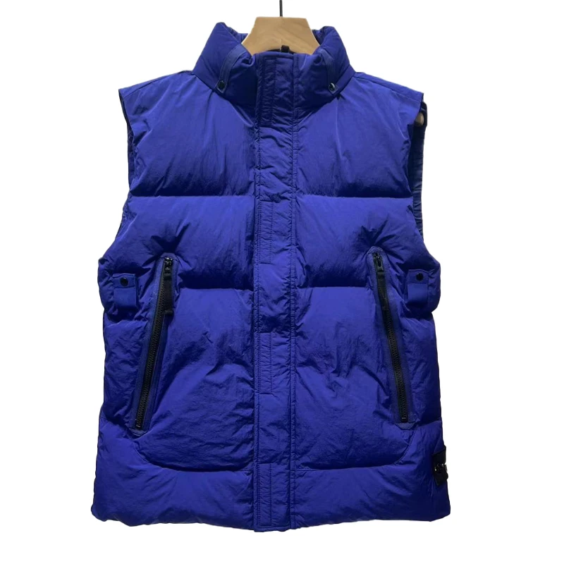 022 Autumn And Winter New Men's Down Vest Solid Color Sleeveless Hat Detachable Down Jacket