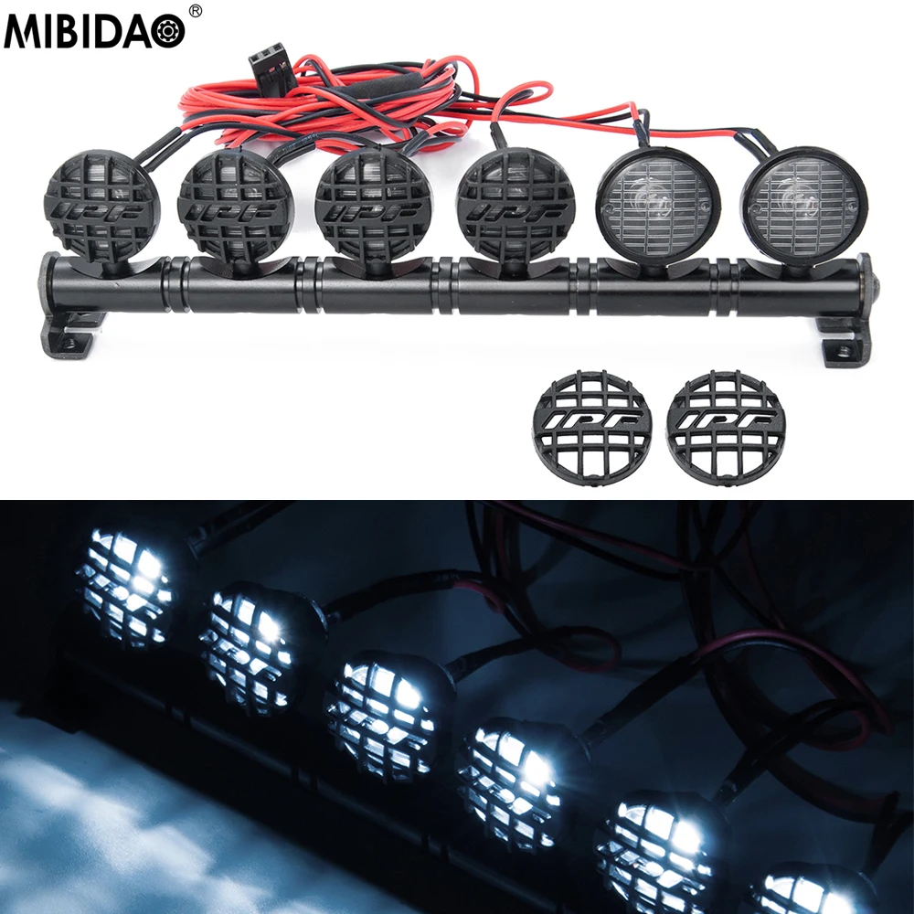 

MIBIDAO RC Car Roof Light 4/5/6LED Spotlight Headlamp For 1/10 Axial SCX10 90027 90046 Wraith RR10 TRX4 TRX6 D90 D110