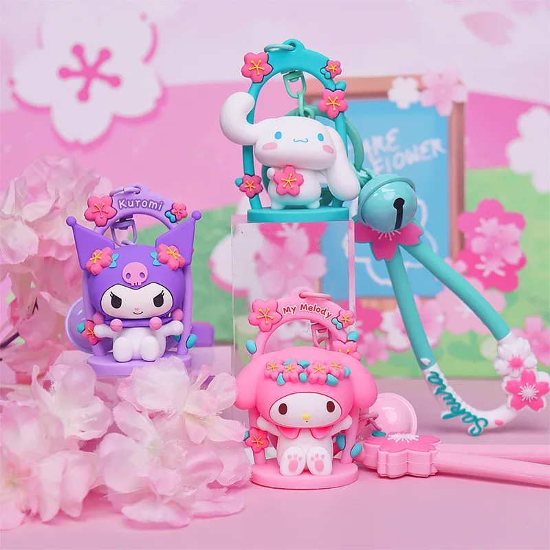 Cinnamoroll Kuromi Sanrio Ornament Kawaii Cartoon Cute Party Collection Pvc Doll Keychain Pendant Anime Toy Girl Birthday Gift