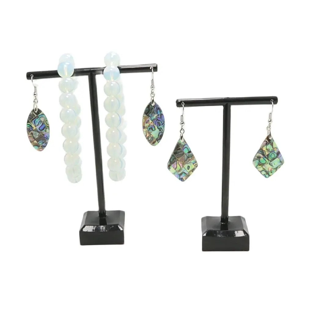 Portable Plastic Two-piece T-shape Earrings Black Display Stand Jewelry Counter Storage Props Photography Tools For Storage