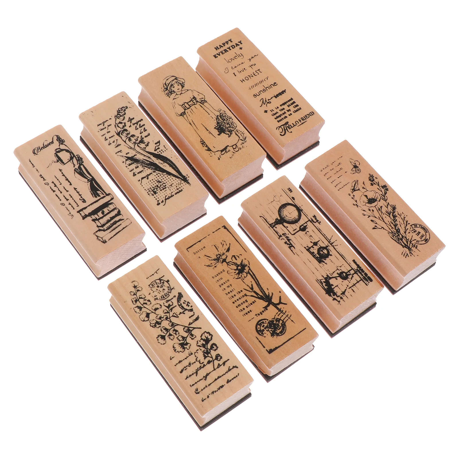 

8 Pcs Flower Jewelry Decorative Wood Craft Sets Kids Kids Set Toddler Jewelry Floral Wood Stamp Photo Book DIY Decorative Stamp