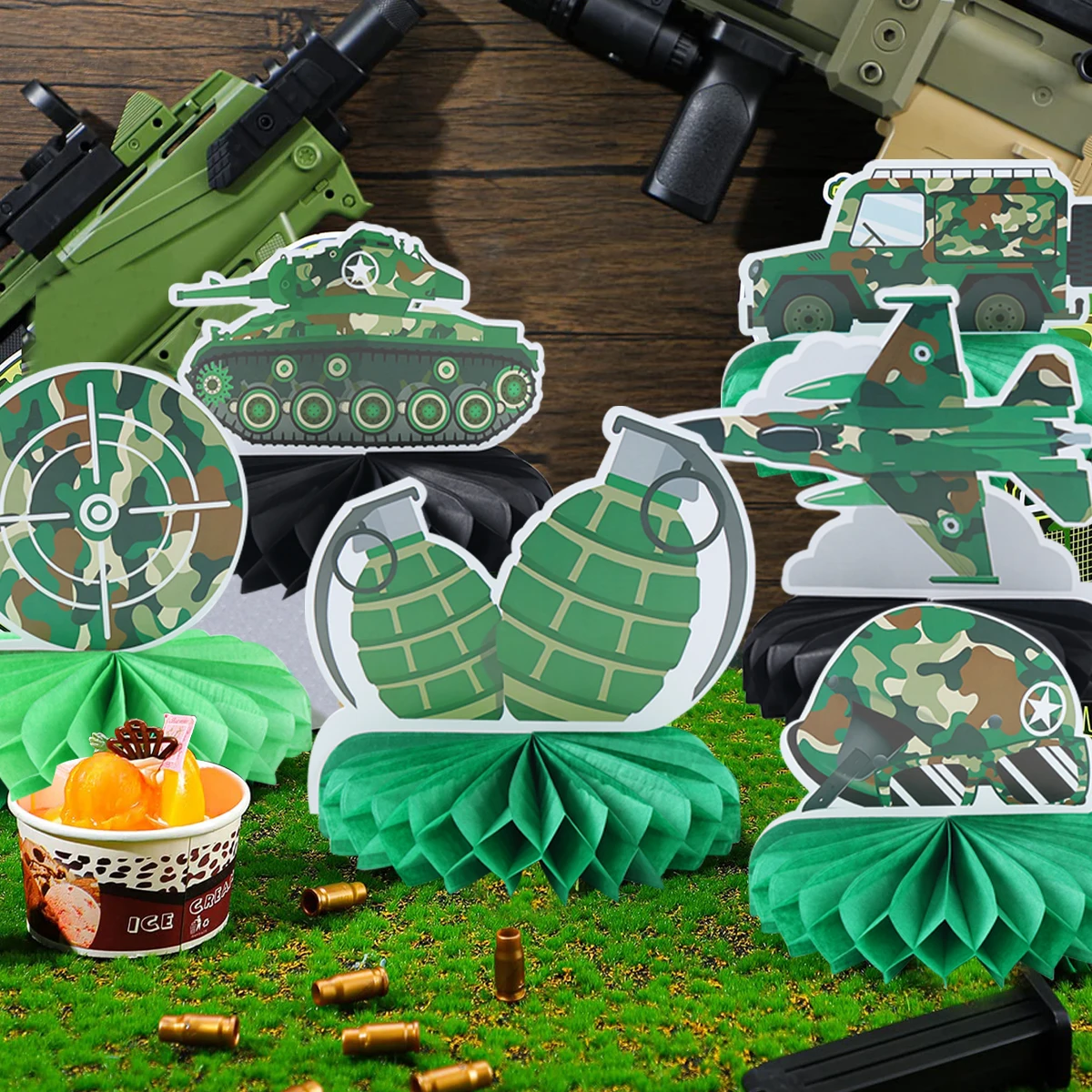 Камуфляжный сотовый камуфляж армейский декор для дня рождения военный солдат