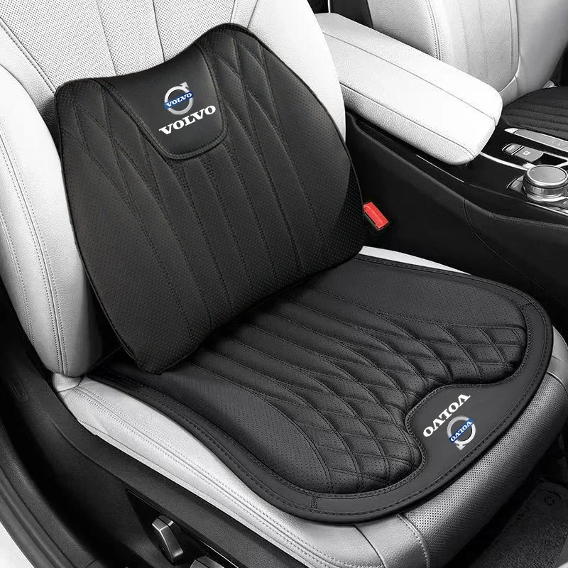 Фото Для Volvo XC60 XC90 V40 V60 S60 V50 C40 XC40 V70 V90 S80 EX90 C30: Кожаная подушка для автомобильного сиденья с поясничной опорой, высококачественный автомобильный интерьер №2