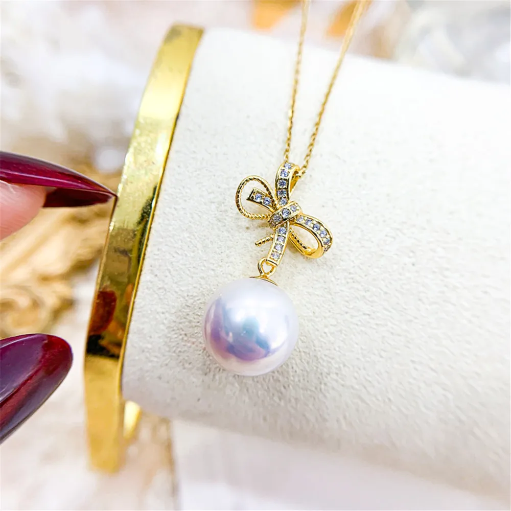 

DIY Pearl Accessories 925 silver pendant empty holder fashionable gold silver pendant with 10-12mm round bar