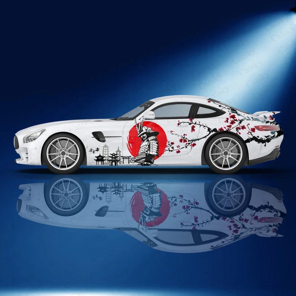 

Японская чернильная картина самурайского цветка сливы, автомобильная наклейка, виниловая пленка для боковой графики, модифицированные автомобильные детали, автомобильная наклейка, индивидуальная картина «сделай сам»