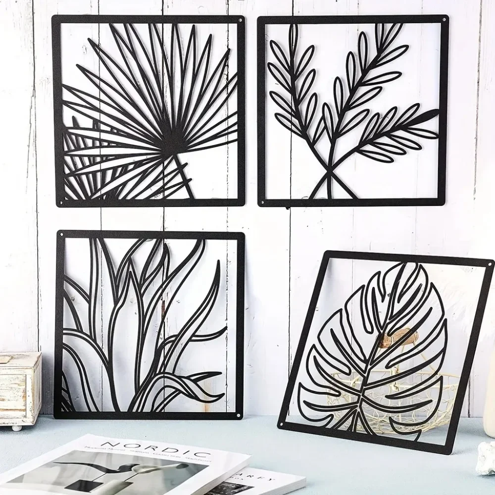 Металлические Тропические Растения Настенные Подвески 2024 Стильное Железное