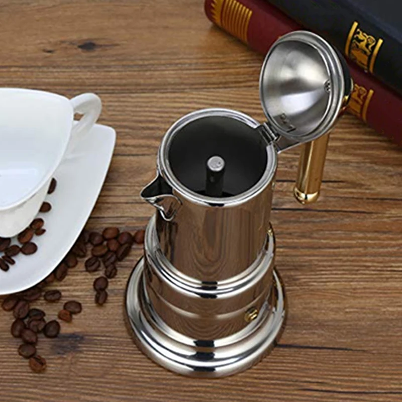 

Кофейник Moka, Кофеварка из нержавеющей стали, для приготовления эспрессо, итальянского дизайна, легко использовать и чистить