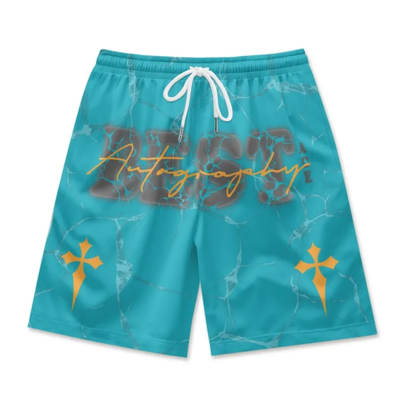 Шорты мужские с надписью быстросохнущие дышащие пляжные из полиэстера