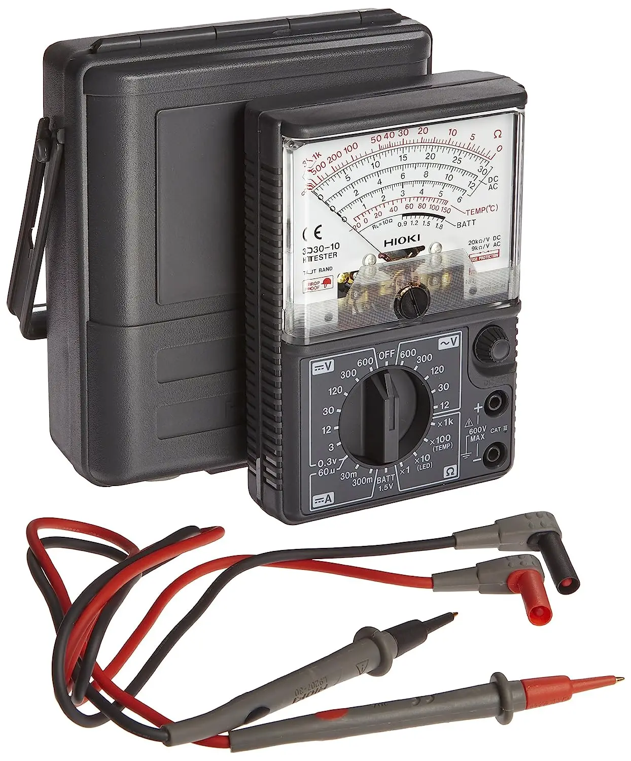 

HiTester Manual-Ranging, Average-Sensing Analog Multimeter, 600V, 3 Kilohms, 300 Milliamp