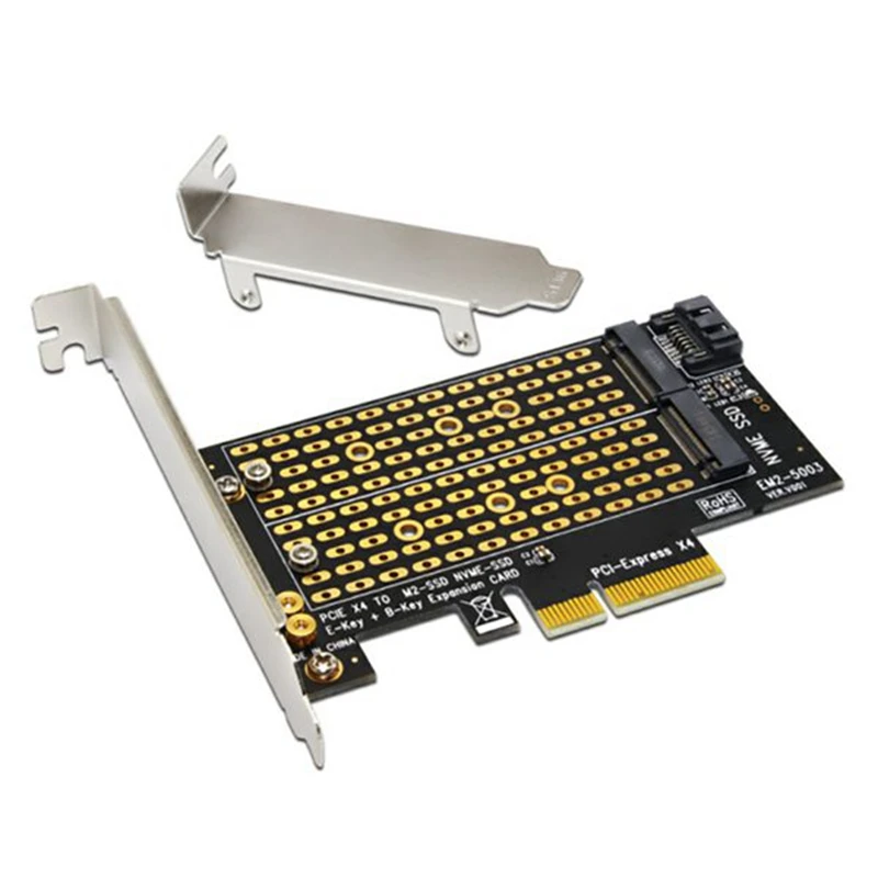 

2Pcs PCI-E X4 Adapter Card Support M-Key NVME B-Key SATA SSD Dual Protocol Expansion Adapter Card