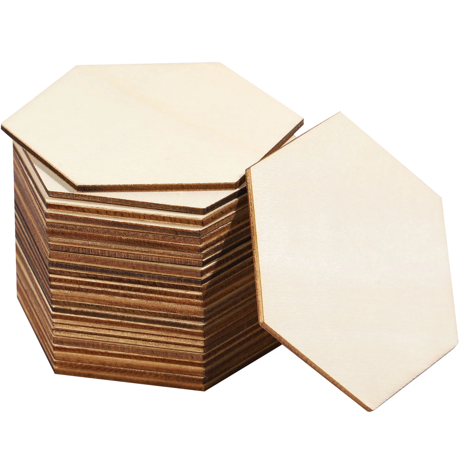 

Wood. Wooden. Unfinished Blank Crafts Hexagon Diy Ornaments Chips Chip Slices Pieces Coasters Natural Slice Cutouts Name Labels
