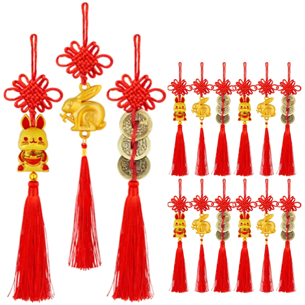 

Chinese Year New Rabbit Hanging Knot Decoration Decorations Charm Lucky Tassel Pendant Ornament Ornaments Decor Charms Lunar Car