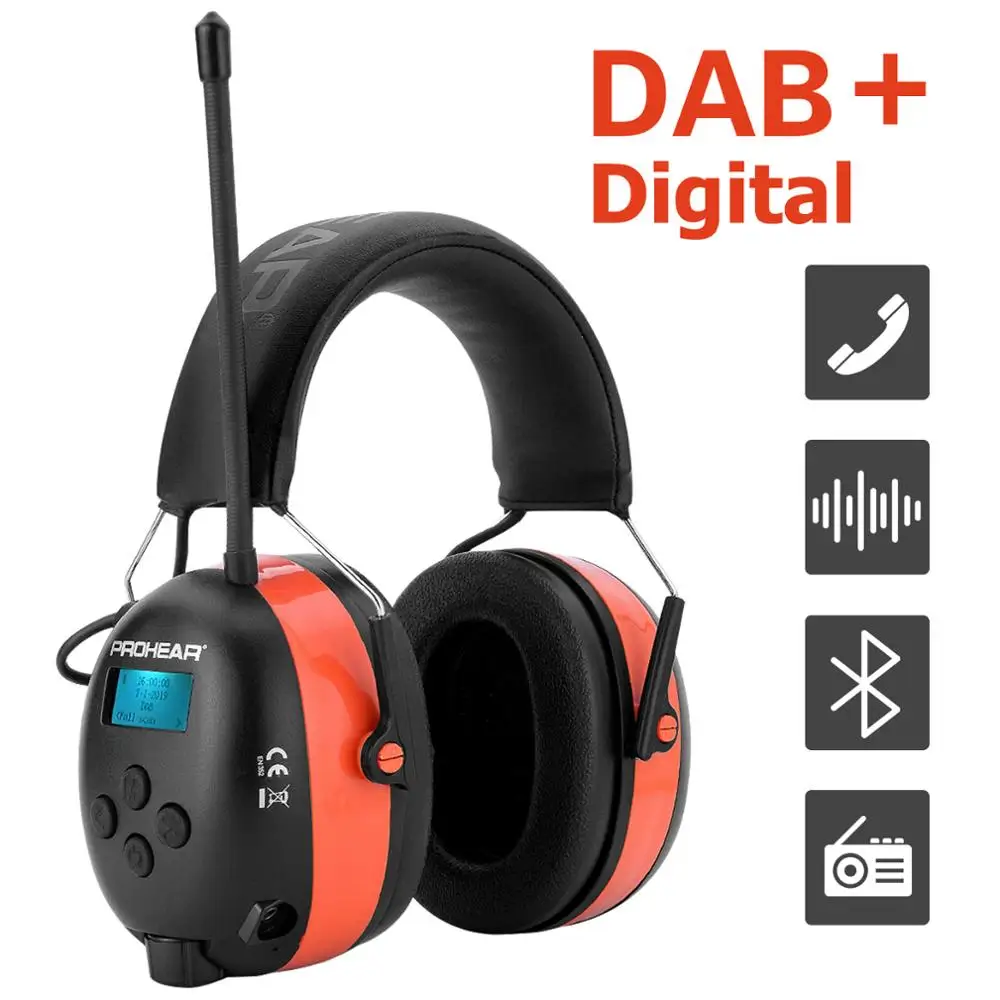 

Наушники ZOHAN DAB +/DAB/FM Dab с защитой слуха, радио, электронные наушники Bluetooth, защита для ушей, литиевая батарея 25 дБ
