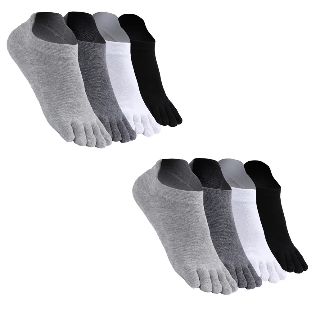 4 Pairs Men's Short Toe Socks Simple Five-toed Open Casual Cotton Skin-friendly Man Breathable