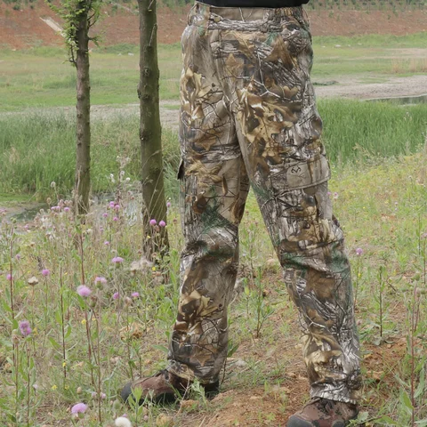 Дышащие бесшумные хлопковые бионические камуфляжные брюки большого размера с множеством карманов уличные брюки для наблюдения за птицами рыбалки охоты