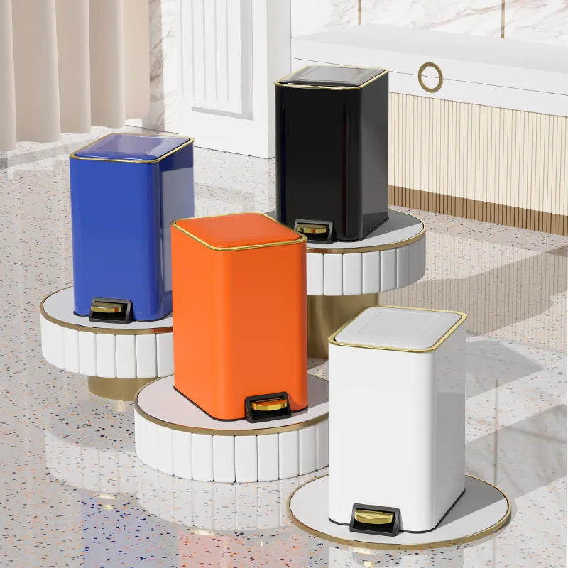 Living Room Creative Toilet Foot Step Trash Can With Cover Bedroom Stainless Steel Pedal Garbage Can Household Waste Bin ZC66