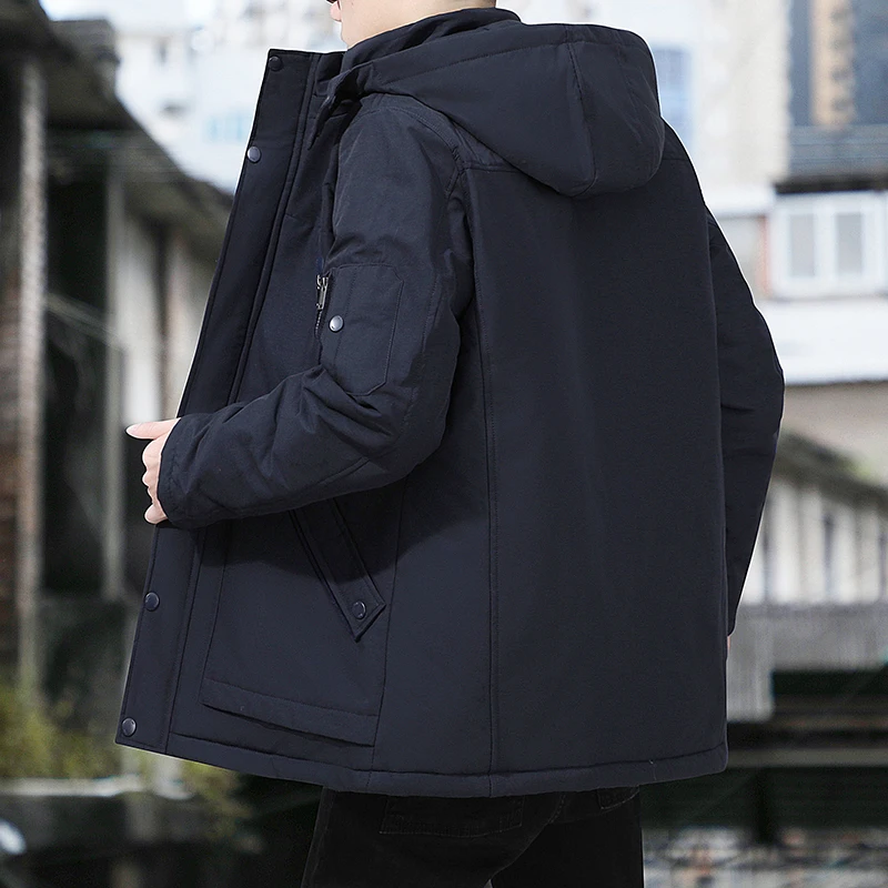 Winter Jacket Men 2022 Fashion  Hooded Male Parka Jacket Mens Solid Thick Jackets Cotton Coats Man  Warm Parkas Windbreaker 4XL