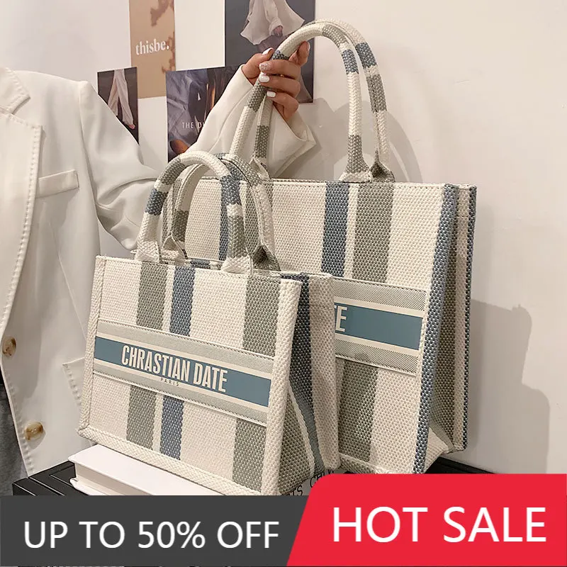 

AIOSC New Tote Brand Women Casual Cloth Bag Big Capacity Canvas Shopper Handbag Women Shoulder Letter Printed Crossbody Bags