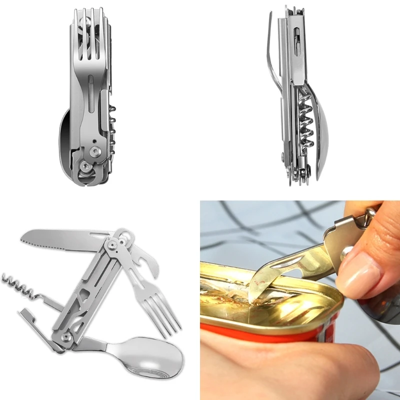 5 в 1 съемные столовые приборы для кемпинга из нержавеющей стали складной резак