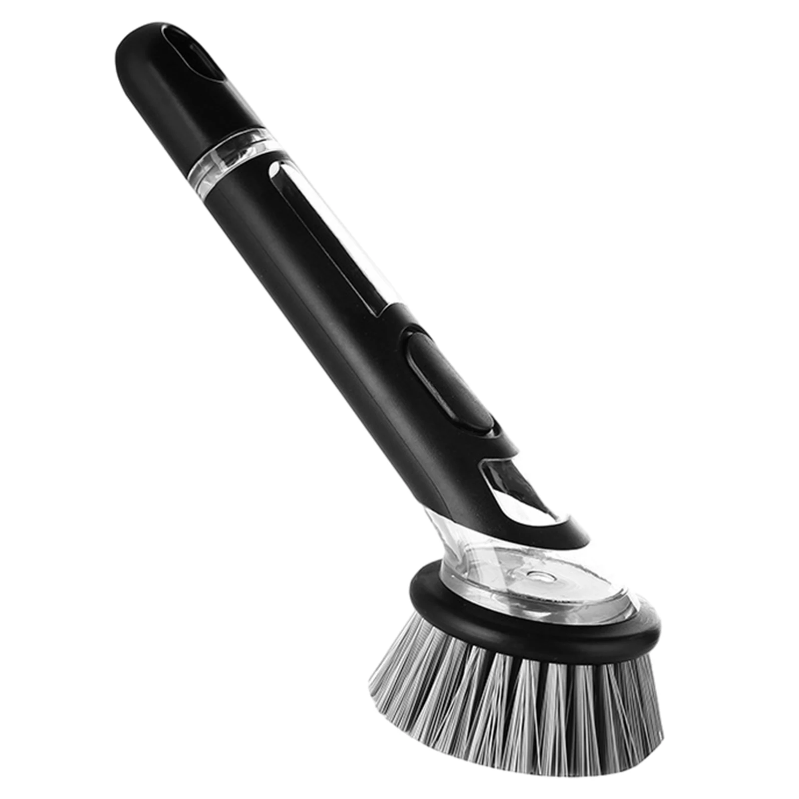 

Pots Pans Soft Bristles Hanging Hole Kitchen Black Sink Refillable Automatic Liquid Dish Brush Cleaning Tool Soap Dispensing