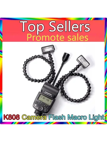 Вспышка для камеры K808, гибкая светодиодная вспышка для макросъемки с двойной вспышкой, универсальная вспышка для DSLR, Canon, Sony, Nikon