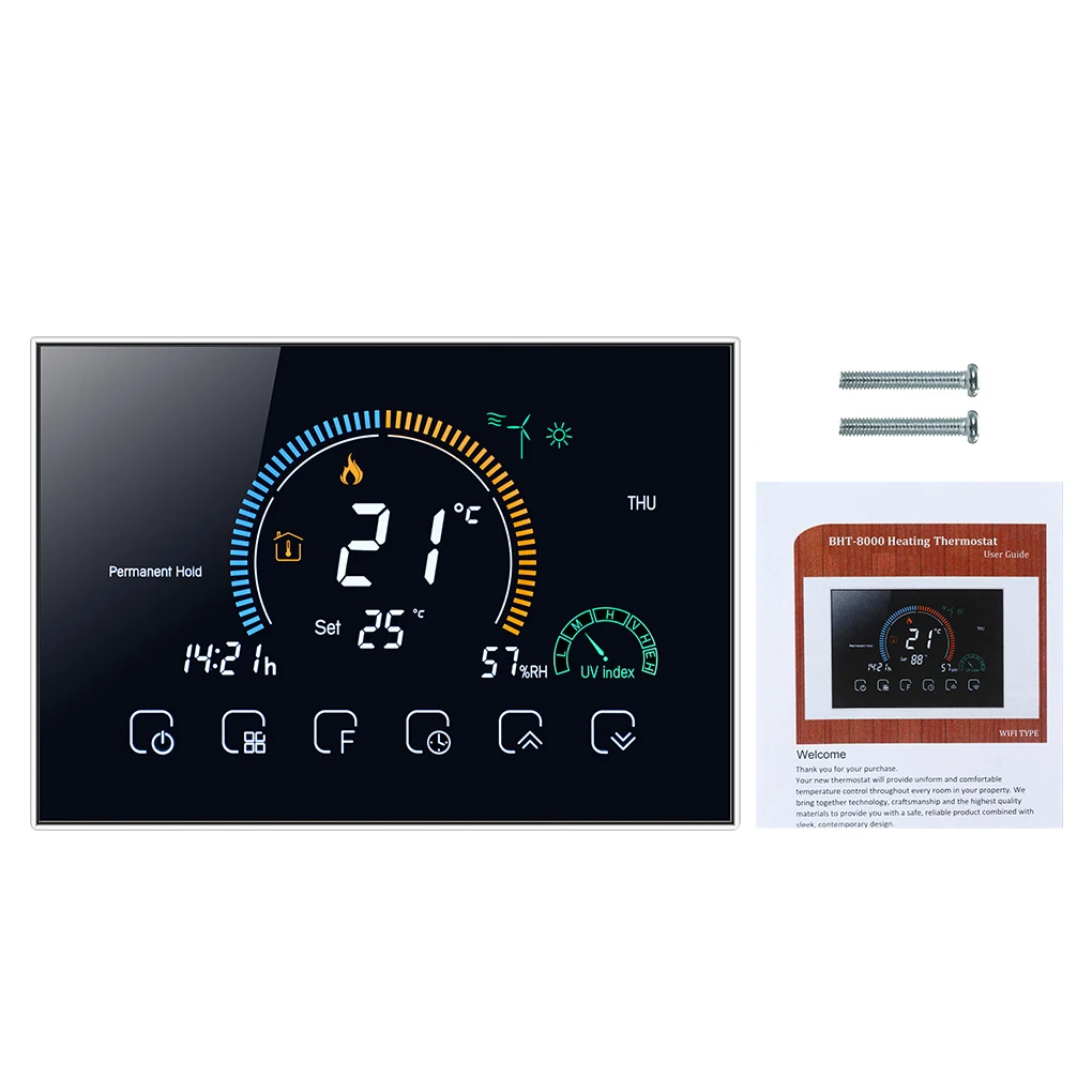 

95-240V Wifi Smart Colorful Thermostat Digital Display Mesh for Gas/Water/Underfloor Heating Electric Thermostat Google Home