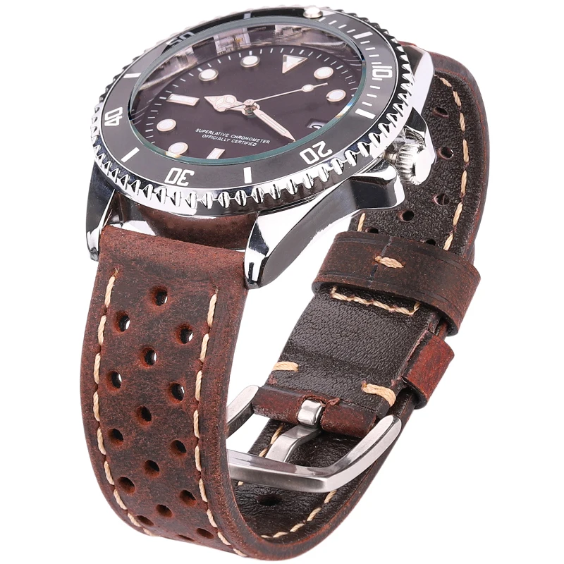 Genuine Leather Watchbands 20mm 22mm Women Men For Huawei Cowhide Vintage Watch Band Strap For Samsung Galaxy Watch 42mm
