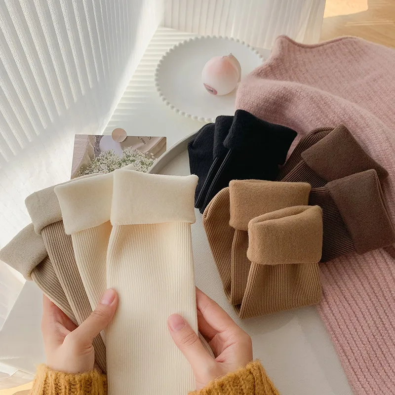Женские зимние толстые кашемировые пушистые однотонные женские носки