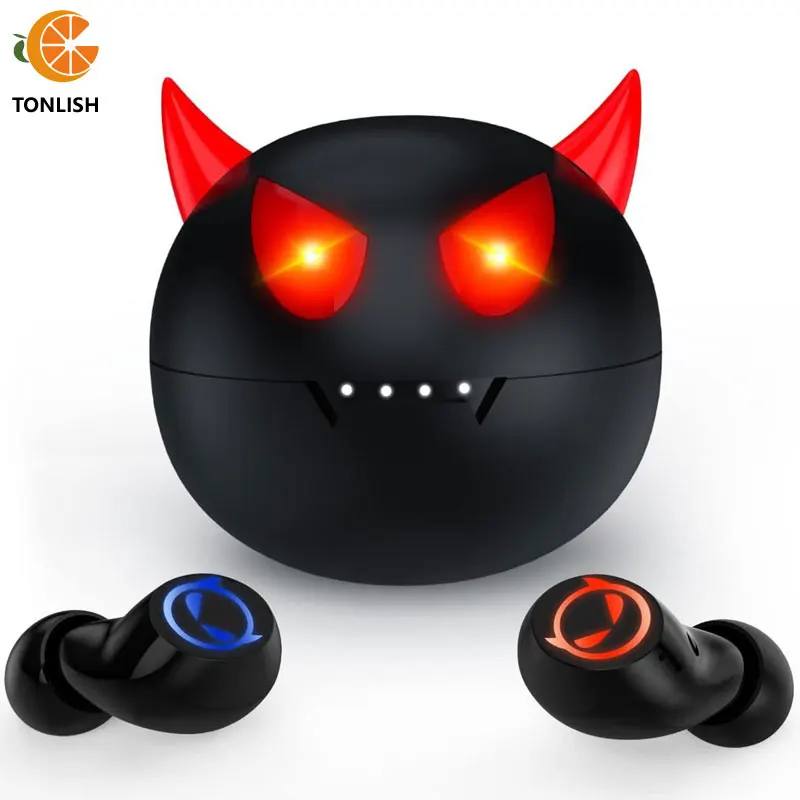 

TONLISH B29 Kids Wireless Earbuds Cartoon Little Devil Bluetooth Earphones Noise Reduction IPX5 3D Stereo Deep Bass Headphones