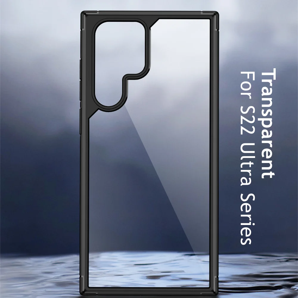 

Clear Case for Samsung Galaxy S22 Ultra S22 Plus 5G Transparent Hard Samsung S22+ Phone Cover with Silicone Frame Shockproof