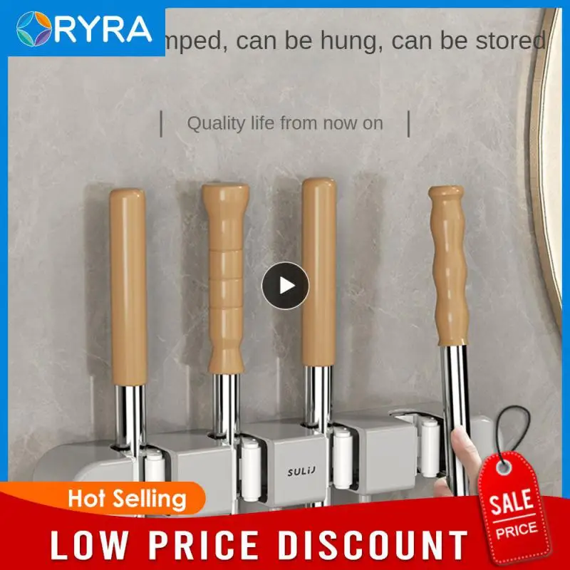 

Durable Wall Mounted Brush Support Wet-resistant Broom Hanger Grey And White Strong Bearing Capacity Multifunctional Mop Holder