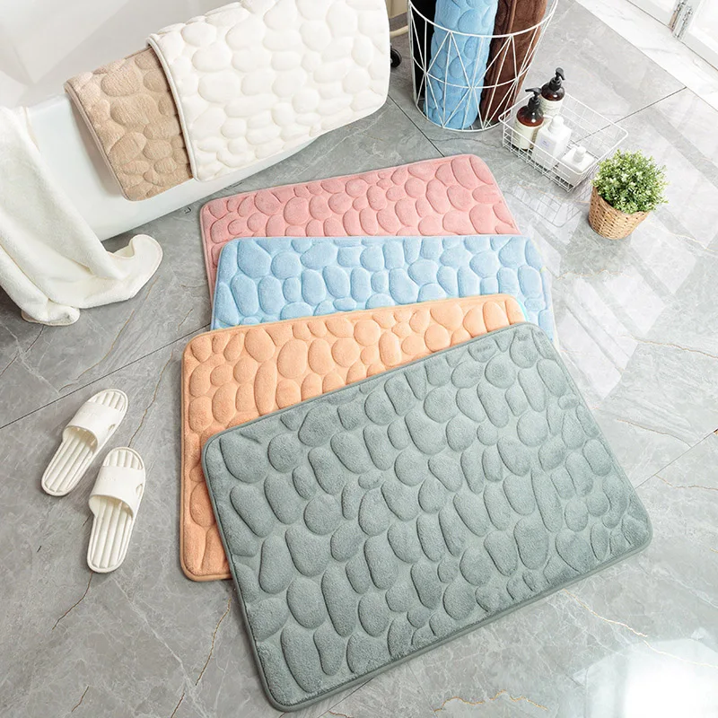 

Mat Non-slip Carpets Memory Foam Doormat Cobblestone Embossed Bath In Wash Basin Bathroom Side Floor Rug Bathtub Shower Room