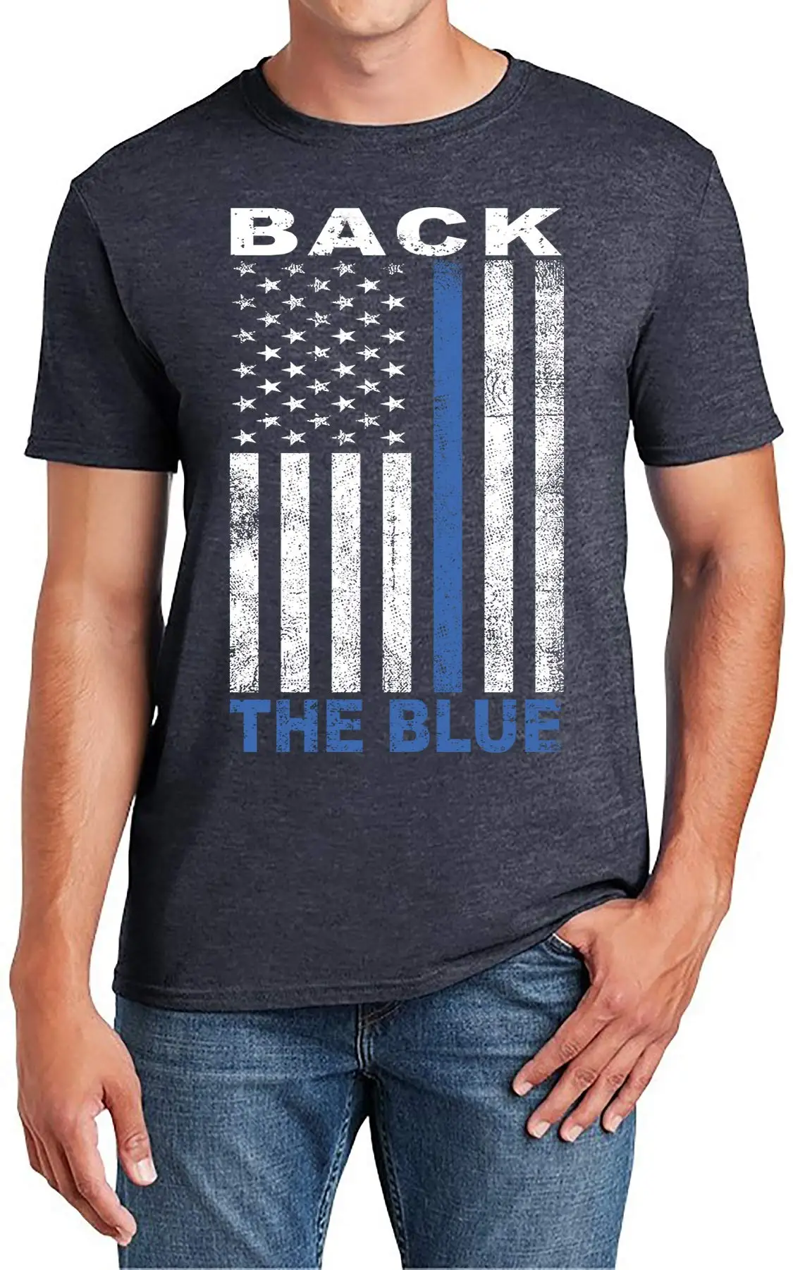 

Sweet Gisele Thin Blue Line USA Flag T-Shirt, Patriotic Police Support Law Enforcement Men's T Shirt