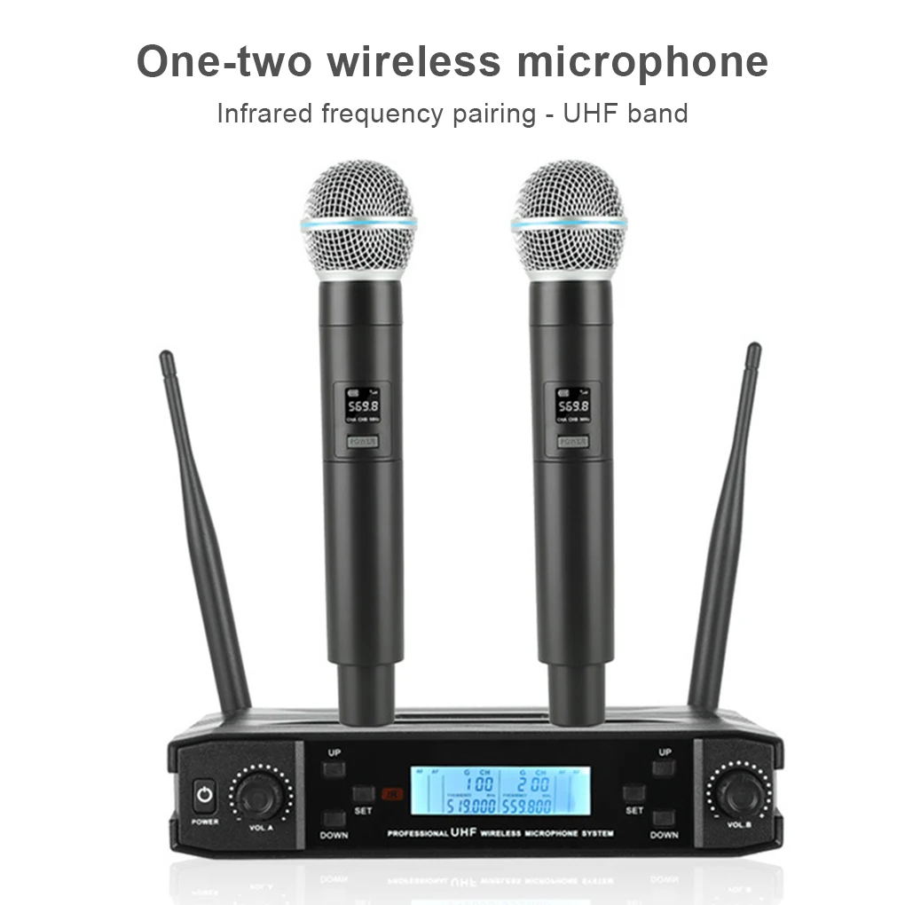 

2 шт. беспроводной Динамический микрофон для ночного клуба, караоке, общения, микрофон