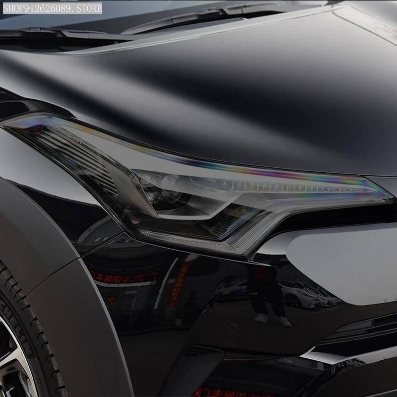 

2 шт. Защитная пленка для автомобильных фар, дымчатый черный оттенок, виниловая прозрачная наклейка из ТПУ для Toyota CHR 2018 2019 2020 2021