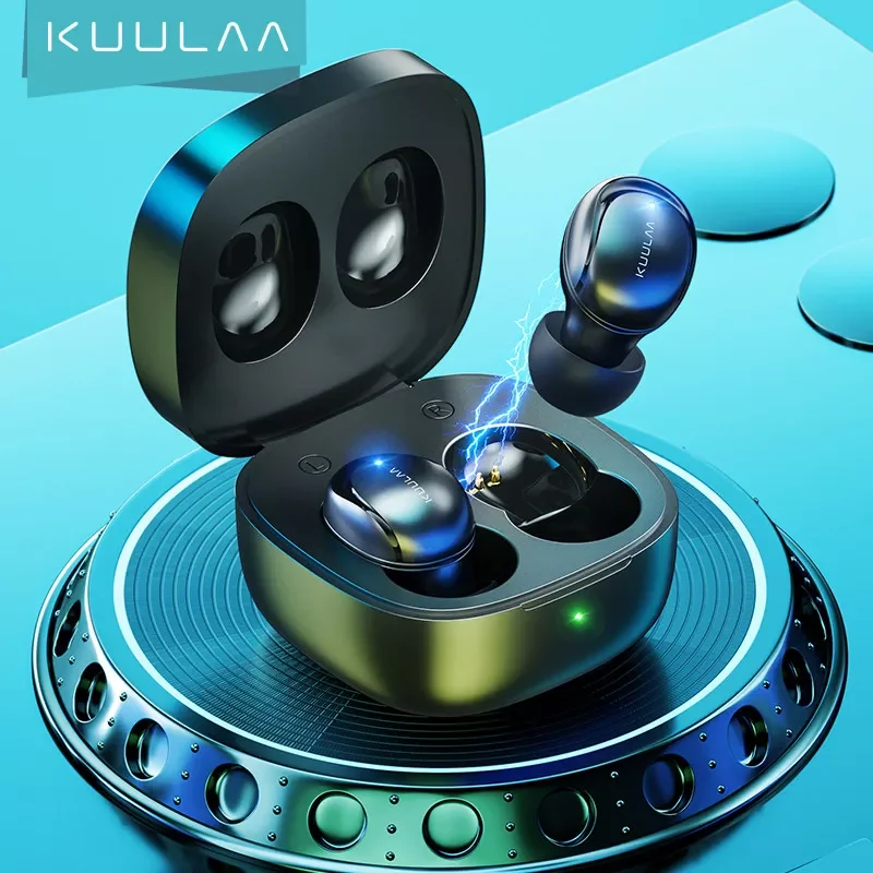 

KUULAA TWS Fingerprint Touch Bluetooth Earphones, HD Stereo Wireless Headphones,Noise Cancelling Gaming Headset