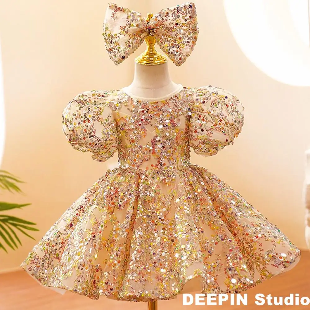 

Children's Flower Girl Sequin Dress 2022 New Children's Retro Court Sequin Dress Lolita Dress Girls Lolita Tutu Princess Dresses