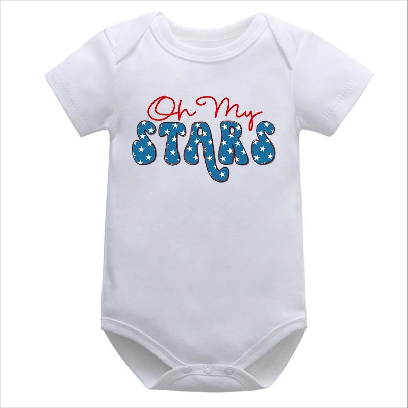 

4th of July Onesie Baby Oh My Stars Shirt Fourth of July Baby Girl Clothes Rainbow 4th of July Bodysuits Cotton Fashion M