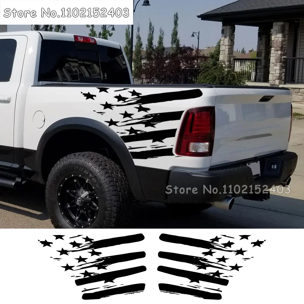 

Наклейки для заднего багажника Dodge RAM, боковые наклейки, графика грузовика, американская фотообложка, виниловые наклейки, Автонастройка, аксессуары «сделай сам»