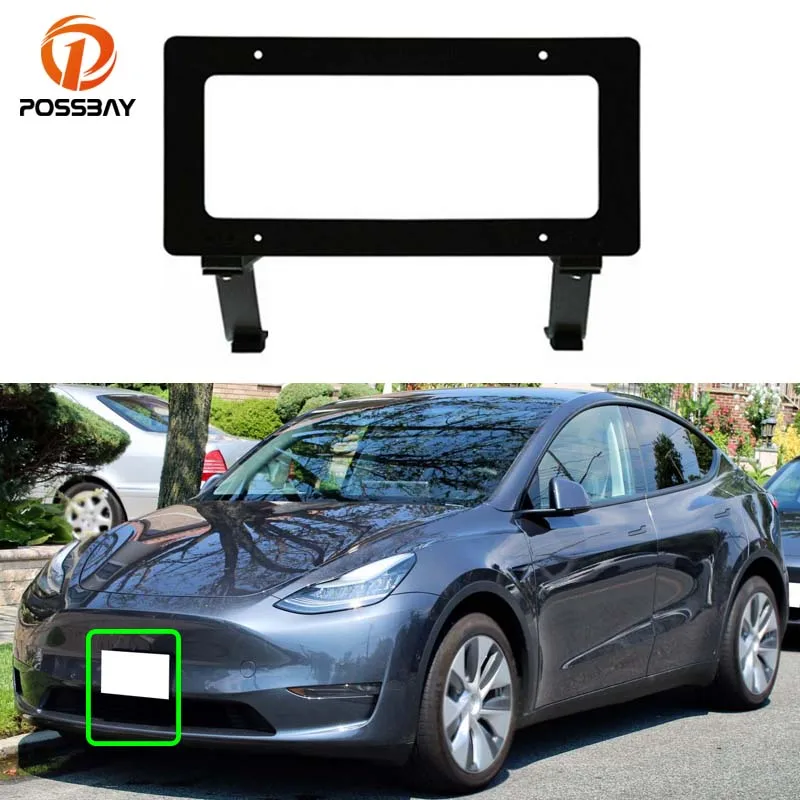 

Car Front Registration Plate Holder No Hole Balck Accessories Modification Set for Tesla Model Y 2020 2021 Auto Exterior Parts