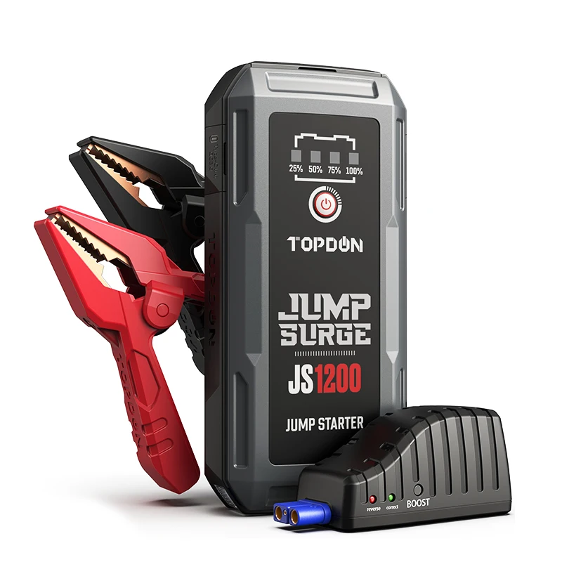 

Topdon JS1200 1200A Car Jump Starter Power Bank 12VCar Starting Device 10000Mah For 6.5/4L Car Emergency Booster Starting Device