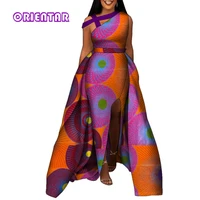 african clothes for women ankara dress with tail long robe dress fashion split big skirted dashiki african dress wy9351
