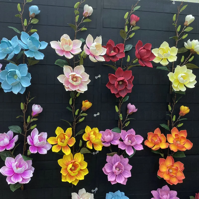 

Realistic Artificial Flower Magnolia Branch Home Decor High-Quality Bright Wedding Bridal Bouquet Room Decoration 4 Head Flowers