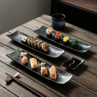 cuisine creative rectangular sushi plate sashimi plate cold dish plate japanese ceramic plate retro restaurant strip plate