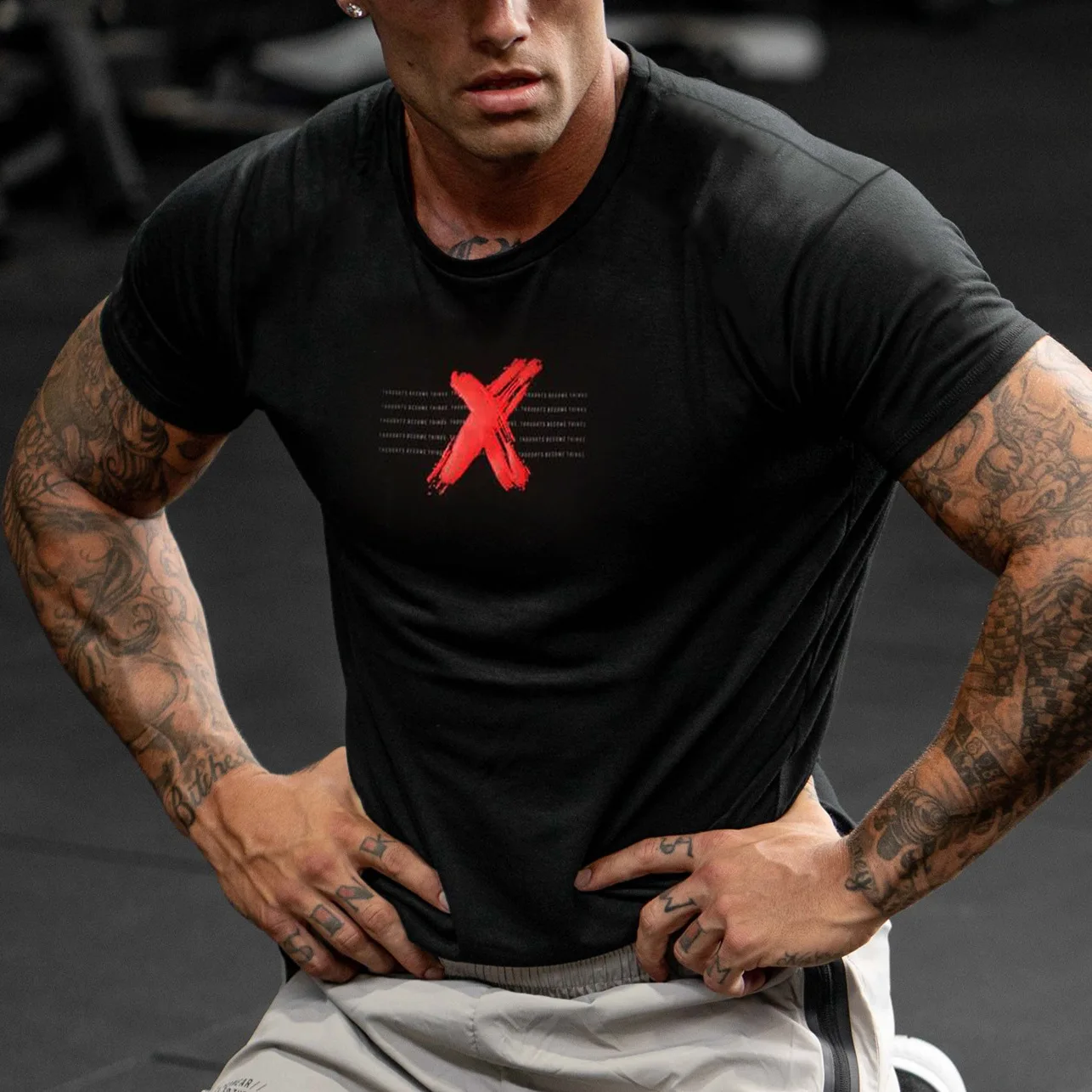 

2020 new Men Gym T-shirt Short sleeve Cotton Casual Slim Male Fitness Bodybuilding Tee Tops Summer Fashion Workout clothing
