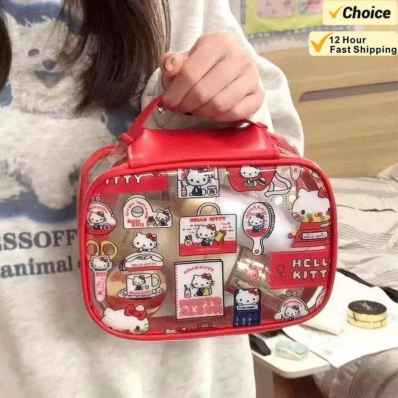 Nowa damska kosmetyczka śliczna przezroczysta przenośna wodoodporna torba anime z PVC o dużej pojemności na przybory toaletow...