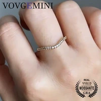 vovgemini 925 sterling silver moissanite half eternity wedding band v shape plated 18k pure gold fashion jewelry romantic gift