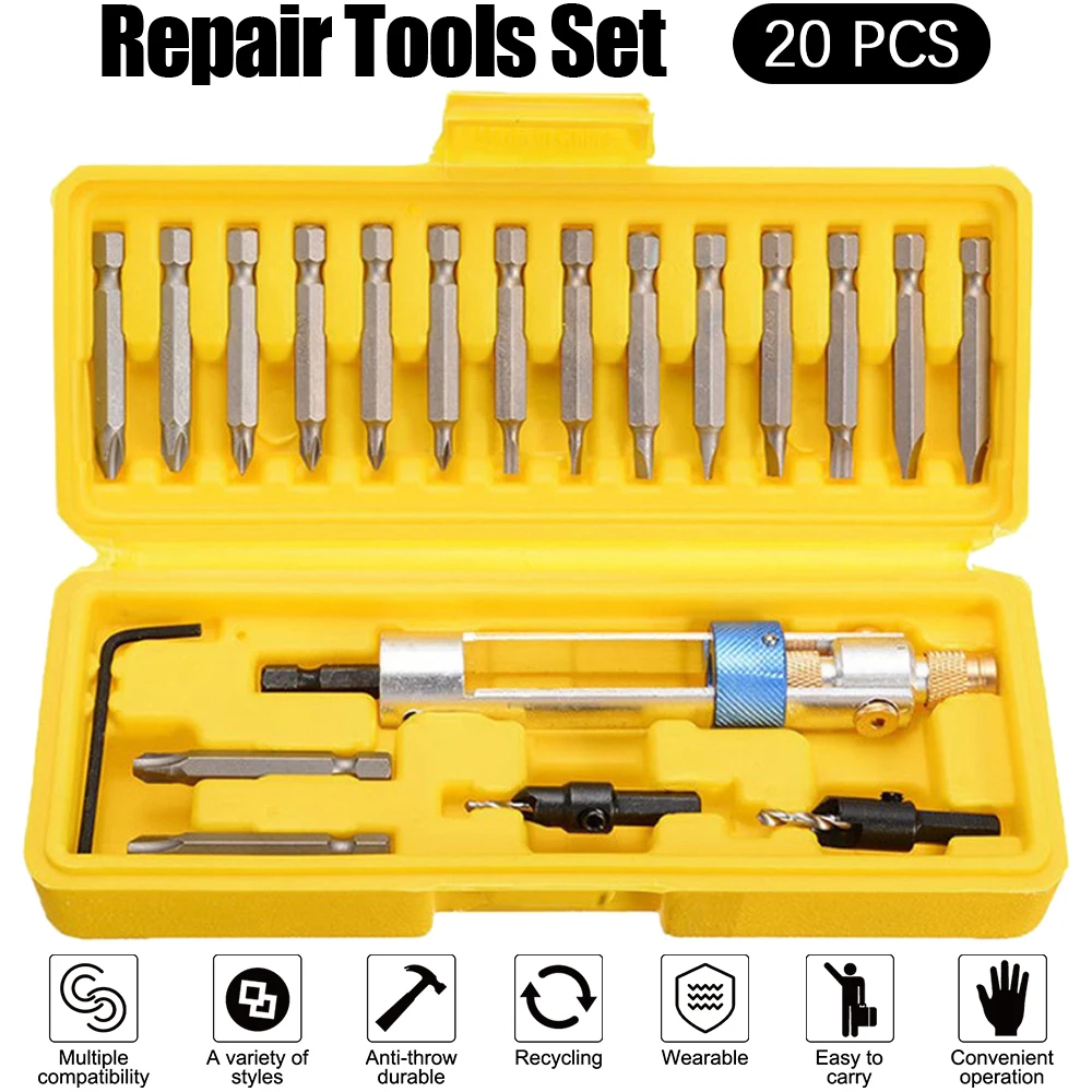 

20Pcs Swap Drill Bit HSS Screwdriver Flip Drive & Box Tool Quick-Change Driver Swivel Head Driving Repair Tools Set
